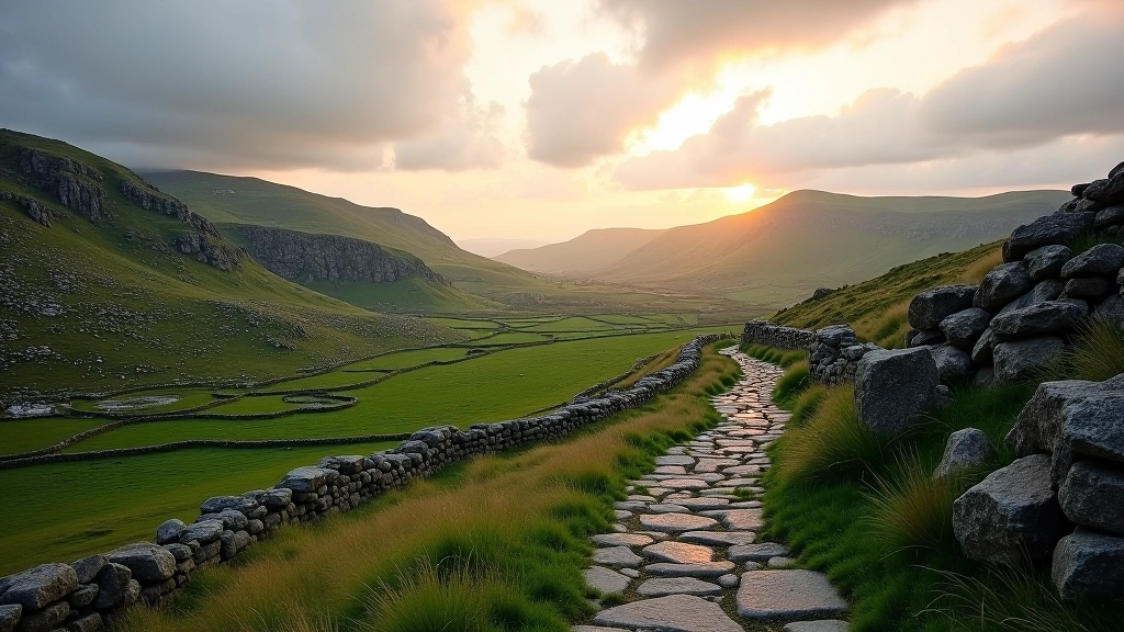 Burren Way limestone landscape with dramatic terrain